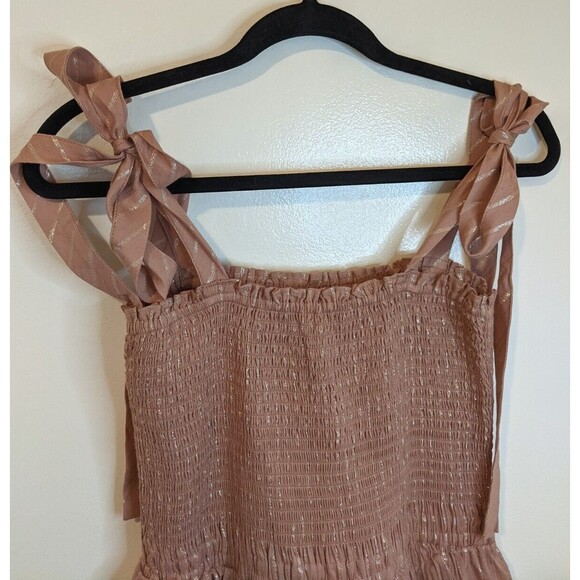House of Harlow Mini Dress Desert Rose Corinne Smocked Square Neck Preppy Small - Picture 5 of 7